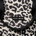 padded tote bag medium + strap basic woven slim - leo splashes black/sand - VIVI MARI