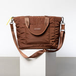 padded tote bag medium + strap basic woven slim - tan - VIVI MARI