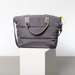 padded tote bag medium + strap basic woven slim - taupe - VIVI MARI
