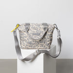 padded tote bag small + strap basic woven slim - leo splashes grey/sand - VIVI MARI