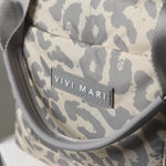 padded tote bag small + strap basic woven slim - leo splashes grey/sand - VIVI MARI
