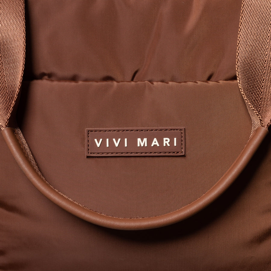 padded tote bag small + strap basic woven slim - tan - VIVI MARI