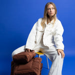 padded tote bag small + strap basic woven slim - tan - VIVI MARI