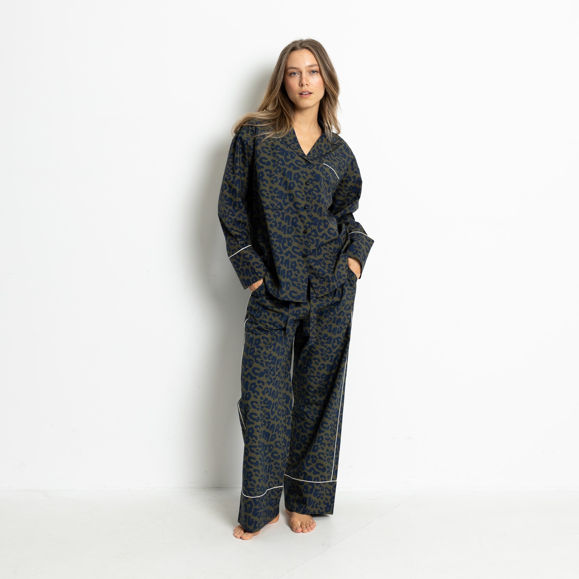 Pyjama Pants - leo splashes navy/olive - VIVI MARI