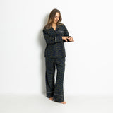 Pyjama Set (Pants + Shirt long sleeve) - leo splashes navy/olive - VIVI MARI
