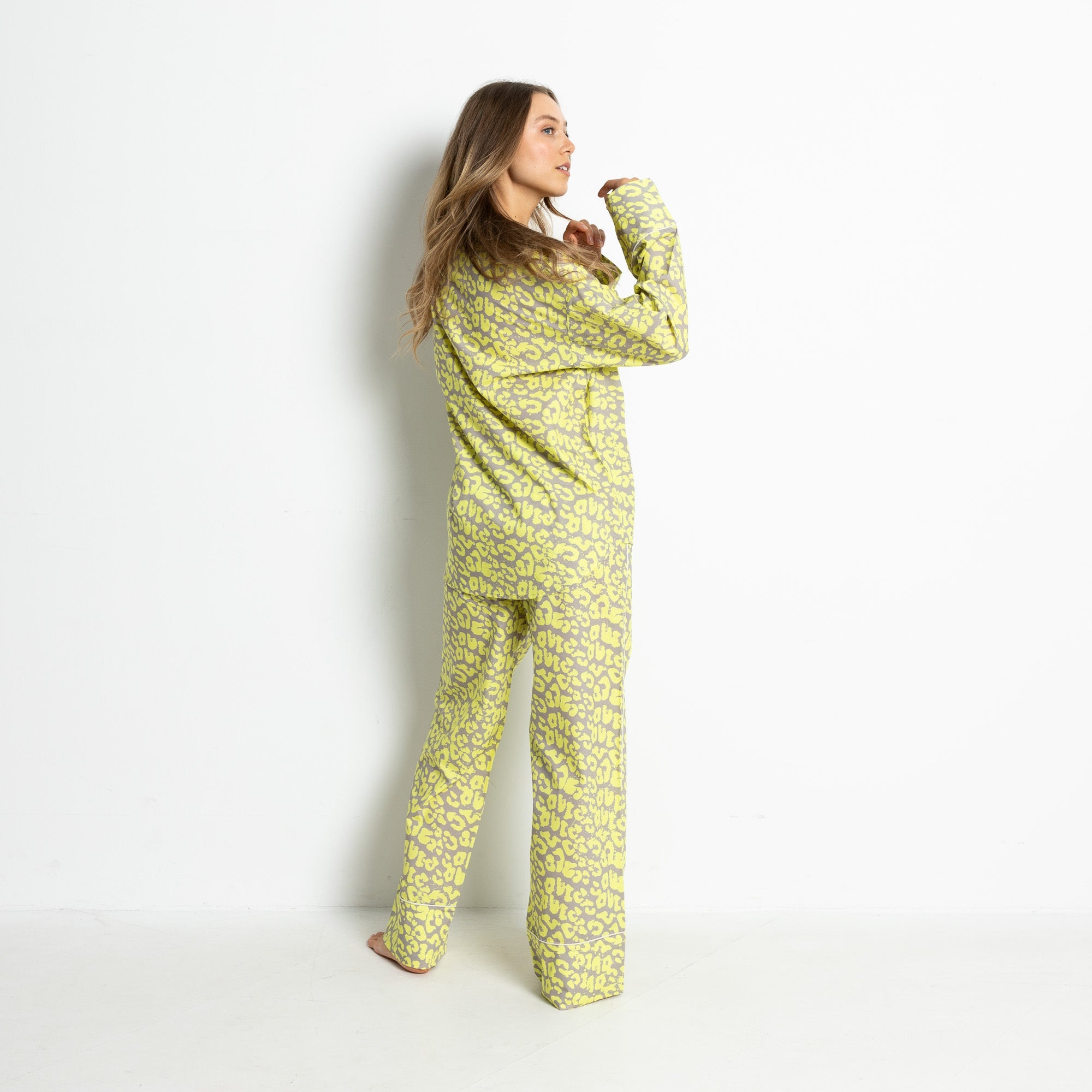 Pyjama Set (Pants + Shirt long sleeve) - leo splashes yellow/grey - VIVI MARI