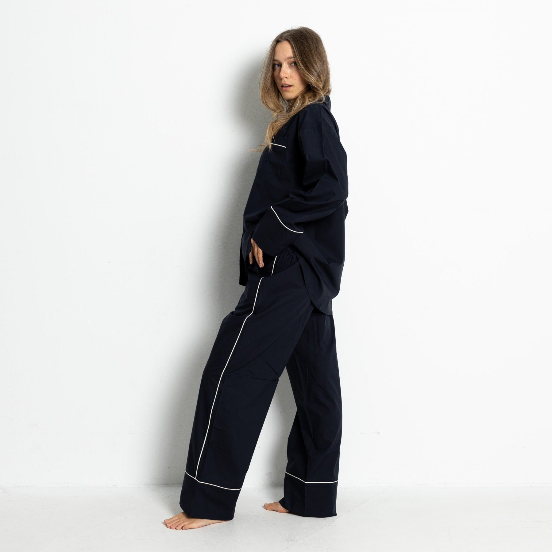 Pyjama Set (Pants + Shirt long sleeve) - solid navy - VIVI MARI
