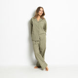 Pyjama Set (Pants + Shirt long sleeve) - solid pale olive - VIVI MARI