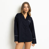 Pyjama Shirt long sleeve - solid navy - VIVI MARI