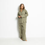 Pyjama Shirt long sleeve - solid pale olive - VIVI MARI