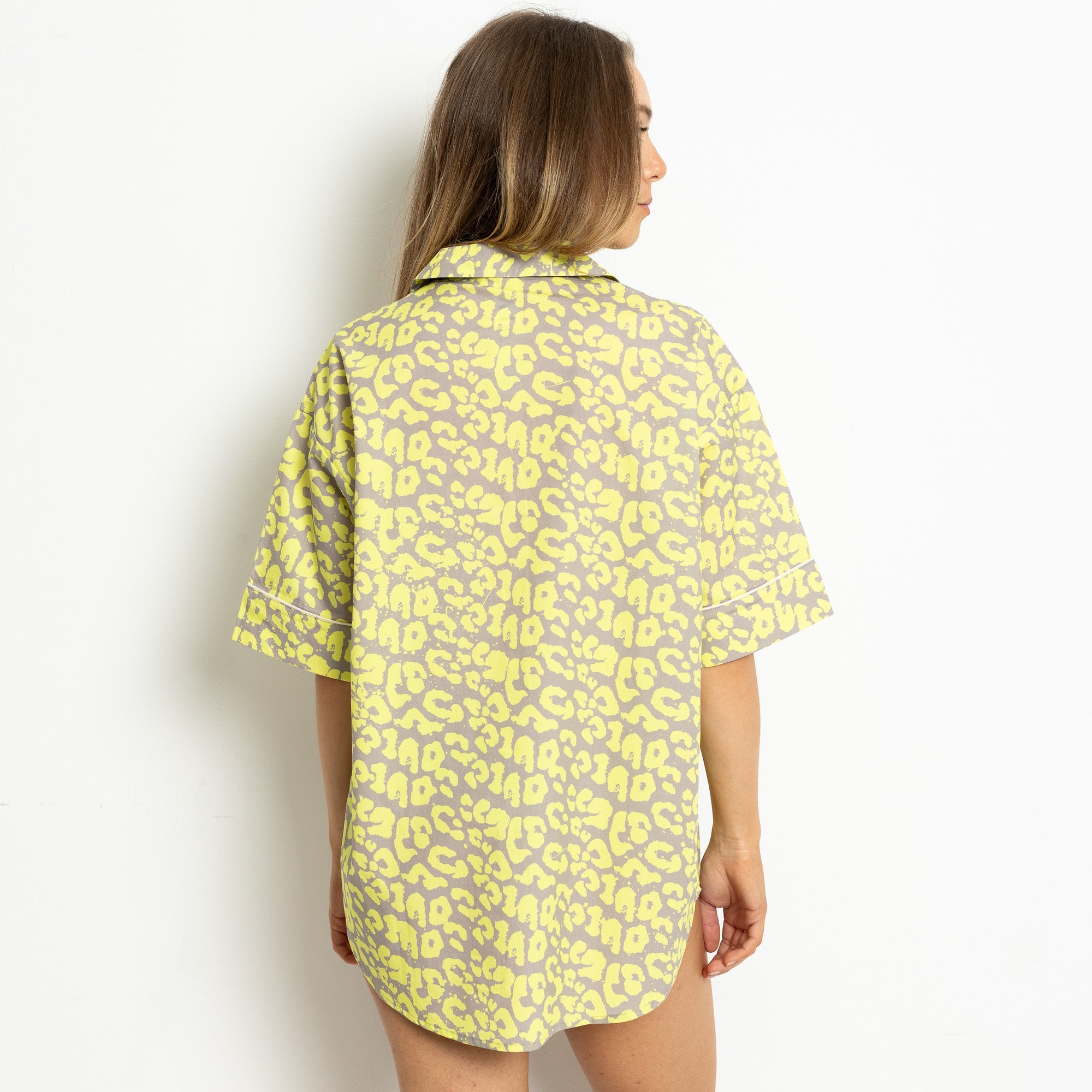 Pyjama Shirt short sleeve - leo splashes yellow/grey - VIVI MARI