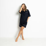 Pyjama Shirt short sleeve - solid navy - VIVI MARI