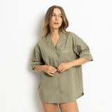 Pyjama Shirt short sleeve - solid pale olive - VIVI MARI