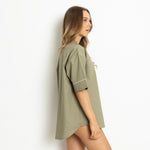 Pyjama Shirt short sleeve - solid pale olive - VIVI MARI