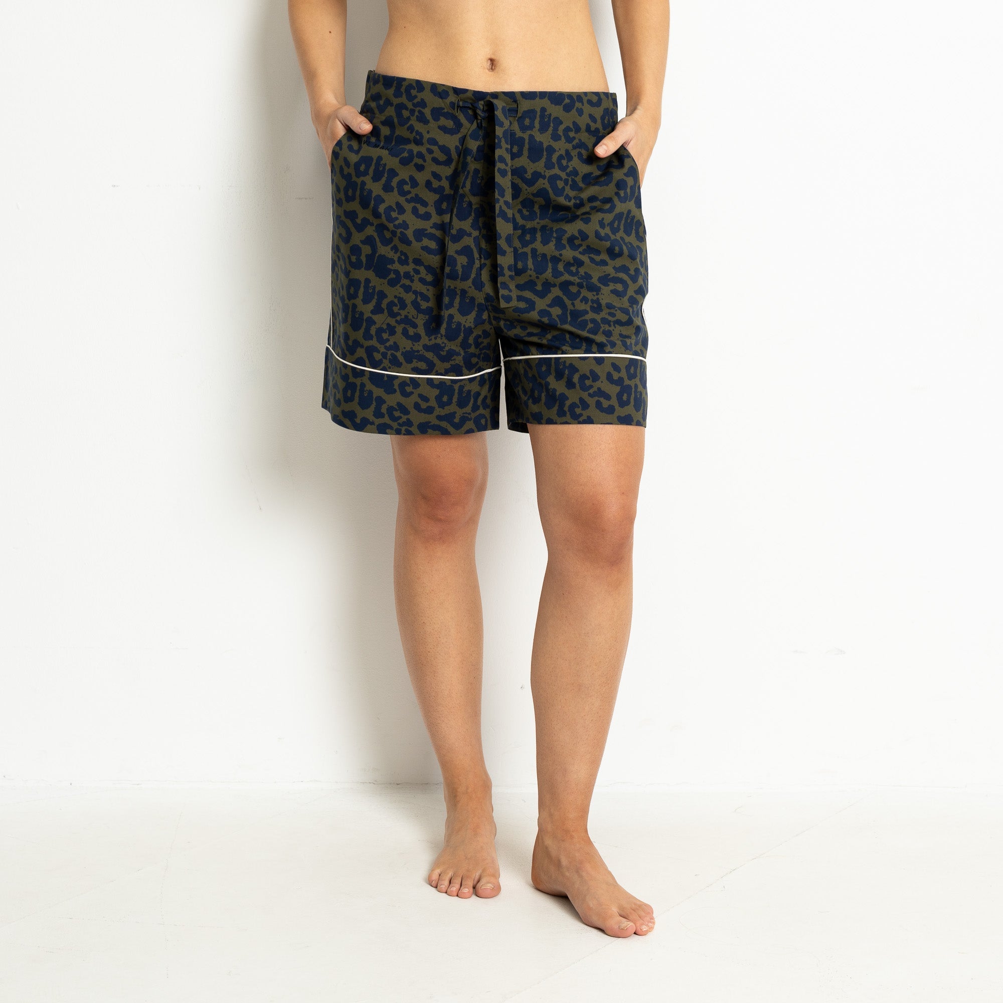 Pyjama Shorts - leo splashes navy/olive - VIVI MARI