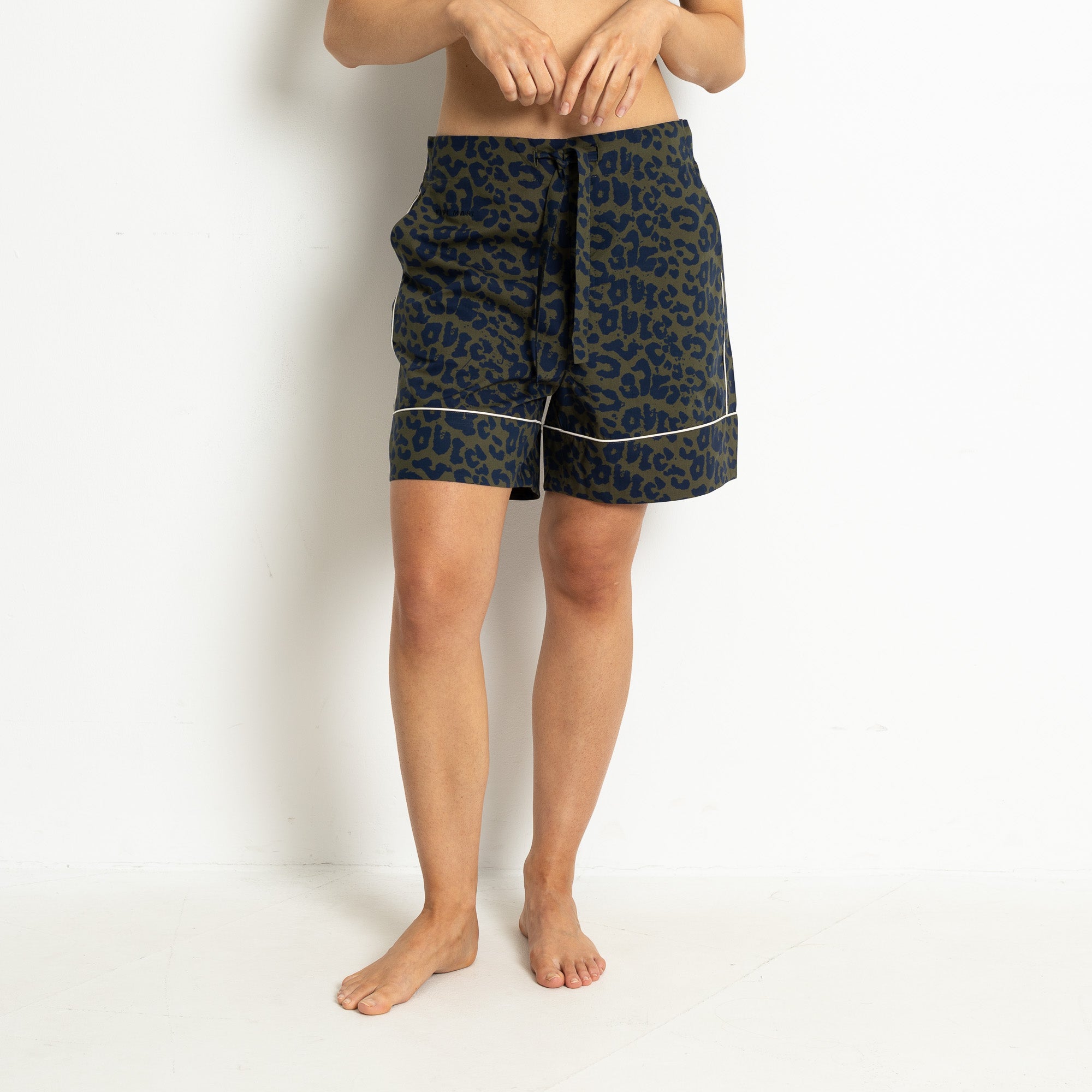 Pyjama Shorts - leo splashes navy/olive - VIVI MARI