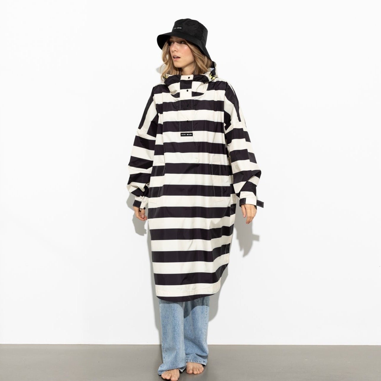 Raincoat bold stripes - black/sand - VIVI MARI