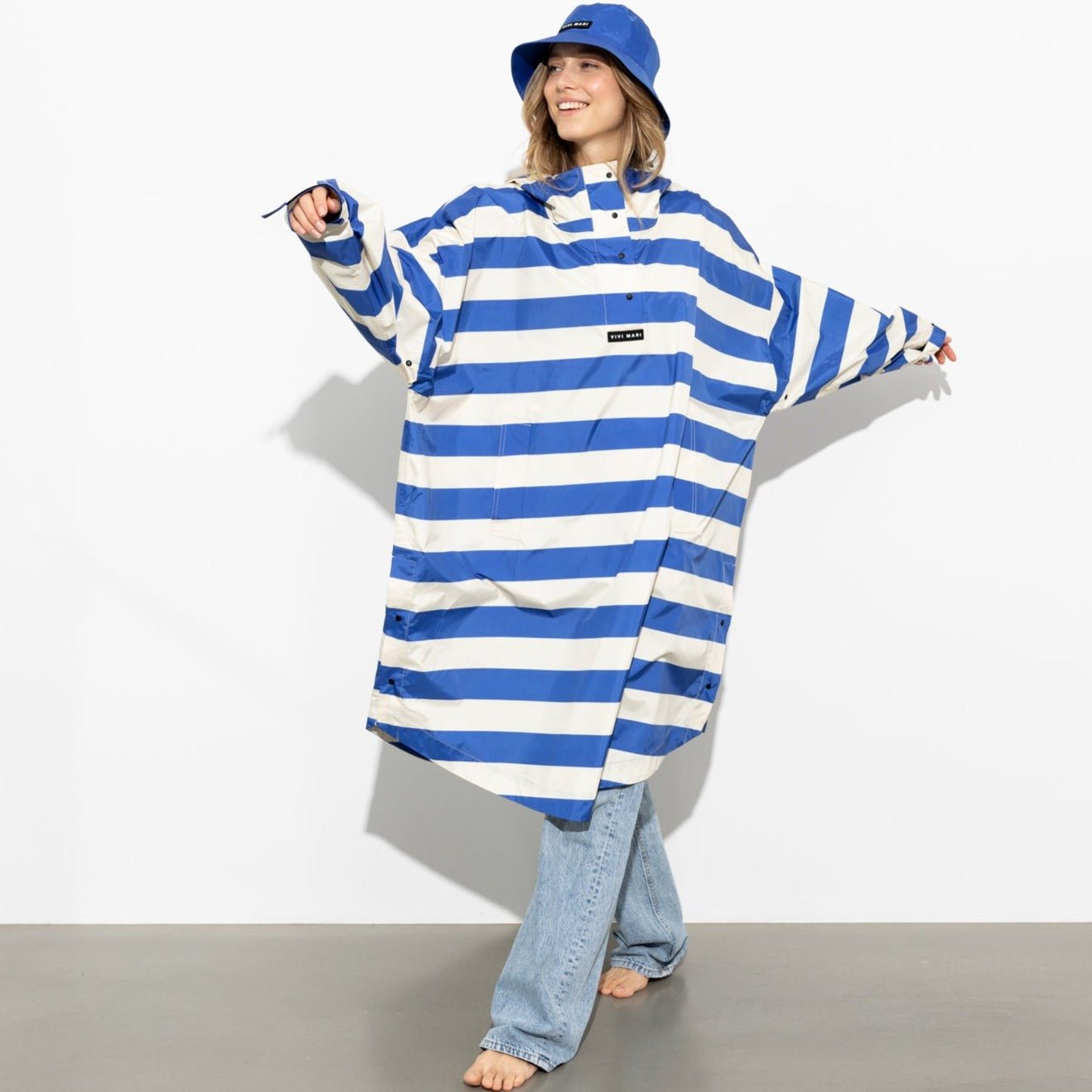 Raincoat bold stripes - blue/sand - VIVI MARI