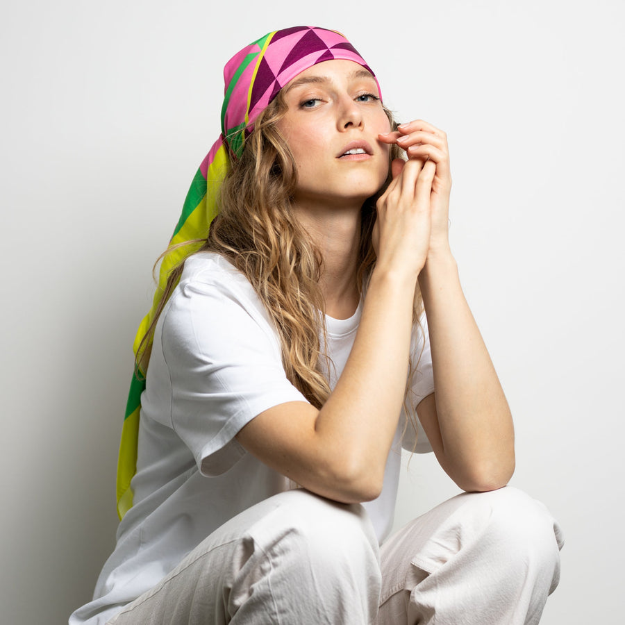 Scarf triangles - green/pink - VIVI MARI