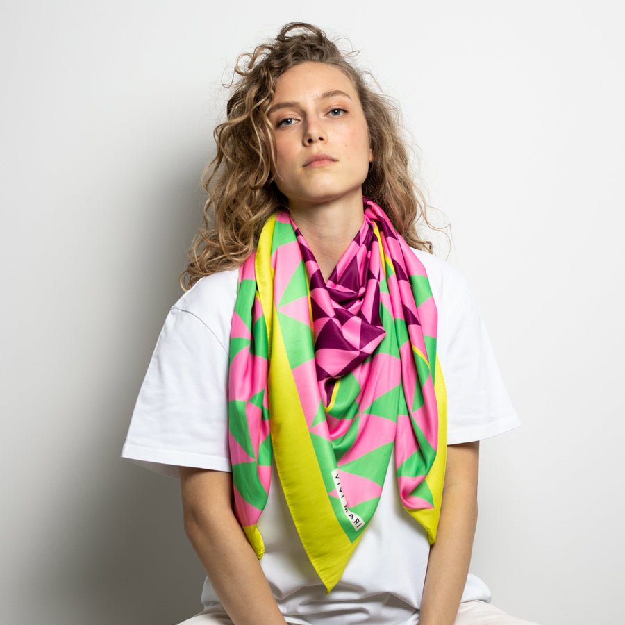 Scarf triangles - green/pink - VIVI MARI