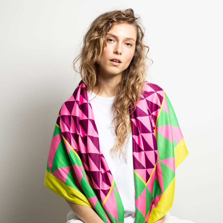 Scarf triangles - green/pink - VIVI MARI