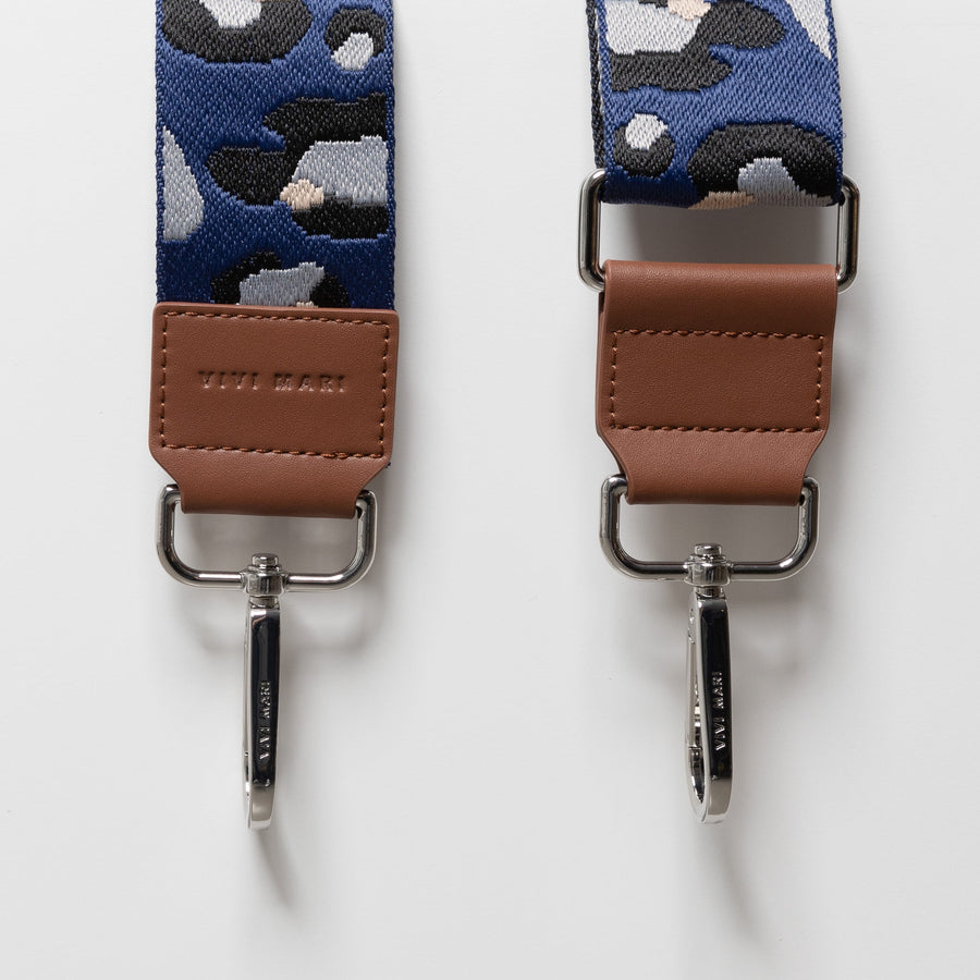 strap abstract leopard blue/black - tan - VIVI MARI