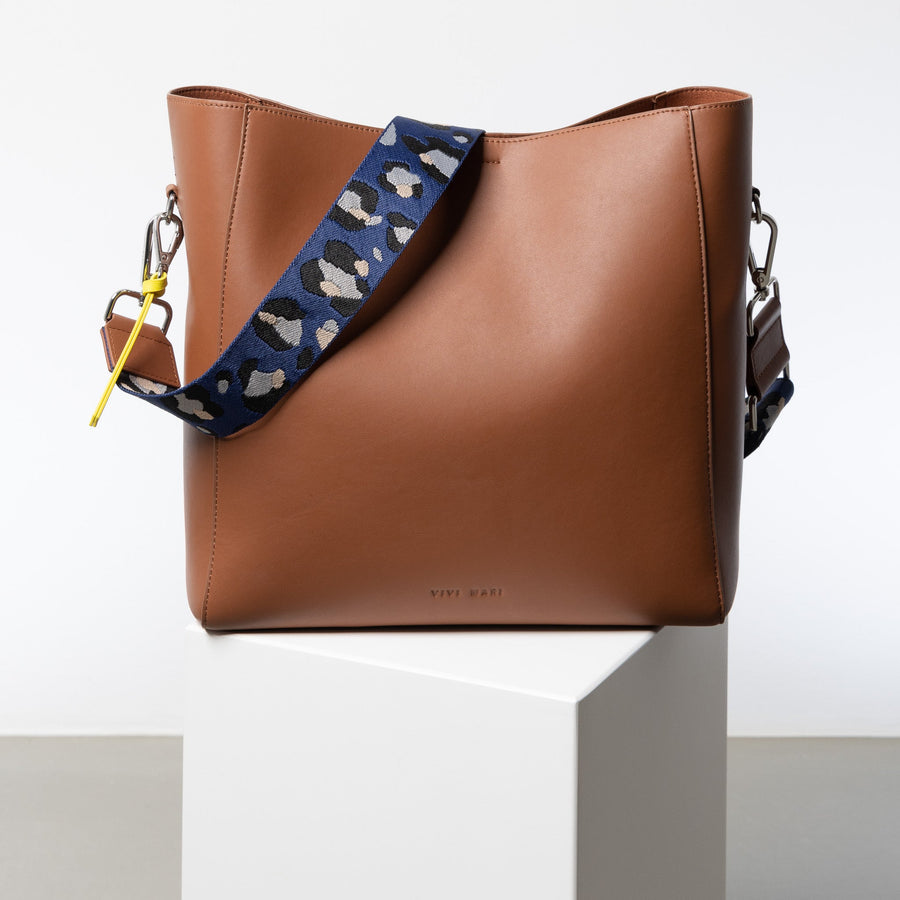 strap abstract leopard blue/black - tan - VIVI MARI